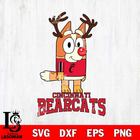 Cincinnati Bearcats Bluey Chilli Christmas Deer Svg Eps Dxf Png File, Digital Download