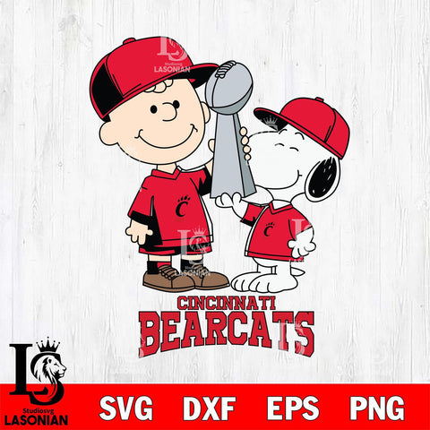 Cincinnati Bearcats Charlie Brown and Snoopy Champions Svg Eps Dxf Png File, NCAA svg , Digital Download , Instant Download, Cricut File