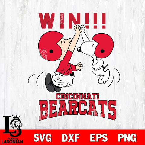 Cincinnati Bearcats Charlie Brown and Snoopy Win Svg Eps Dxf Png File, NCAA svg , Digital Download , Instant Download, Cricut File