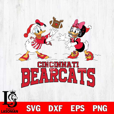 Cincinnati Bearcats Donald Duck & Daisy Duck Football Cricut,Christmas SVG DXF EPS PNG FILE, NCAA Digital Download,Instant Download, Silhouette