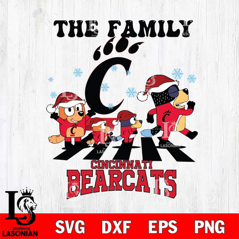 Cincinnati Bearcats Family Bluey Christmas Svg Eps Dxf Png File, Digital Download
