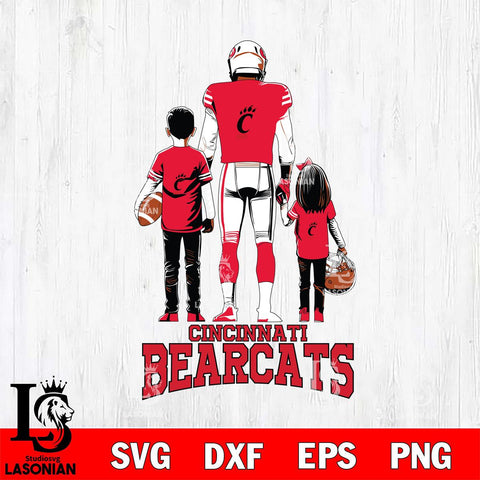Cincinnati Bearcats Father And Child Football SVG DXF EPS PNG FILE,NCAA SVG, Father day Digital Download,Instant Download, Silhouette