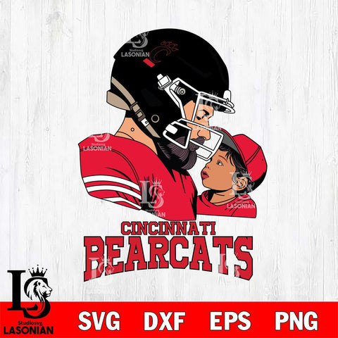 Cincinnati Bearcats Father And Child Rugby SVG DXF EPS PNG FILE,NCAA SVG, Father day Digital Download,Instant Download, Silhouette