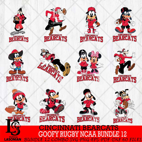 Cincinnati Bearcats Goofy Rugby Disney NCAA Bundle 12 SVG DXF EPS PNG FILE,NCAA bundle svg ,Football Digital Download,Instant Download, Silhouette