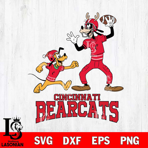Cincinnati Bearcats Goofy & Pluto Football Cricut,Christmas SVG DXF EPS PNG FILE, NCAA Digital Download,Instant Download, Silhouette