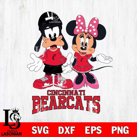 Cincinnati Bearcats Goofy and Minnie mouse Football SVG DXF EPS PNG FILE,NCAA svg ,Football Digital Download,Instant Download, Silhouette