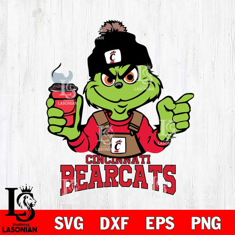 Cincinnati Bearcats Grinch with coffee Svg Eps Dxf Png File, Digital Download, Instant Download