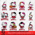 Cincinnati Bearcats Hello Kitty Horror NCAA Bundle 12 SVG Svg Eps Dxf Png File, Digital Download