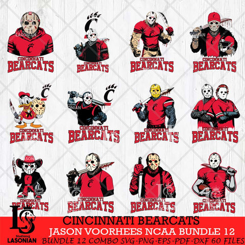 Cincinnati Bearcats Jason Voorhees NCAA Bundle 12 SVG Svg Eps Dxf Png File, Digital Download