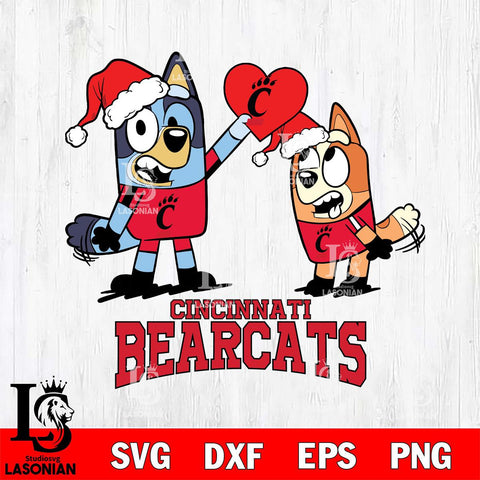 Cincinnati Bearcats Love Bluey Christmas Svg Eps Dxf Png File, Digital Download