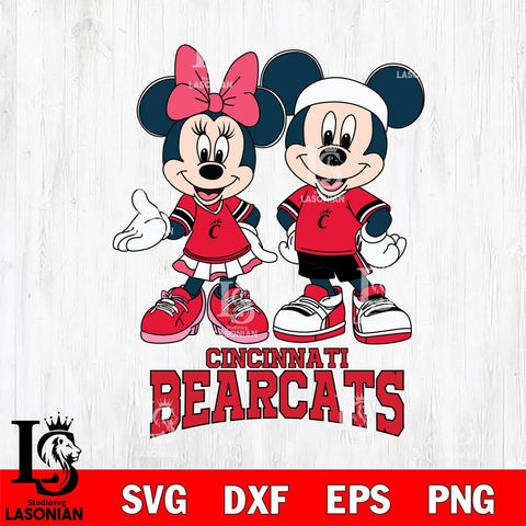 Cincinnati Bearcats Mickey And Minnie Football Svg Eps Dxf Png File, NCAA svg , Digital Download , Instant Download, Cricut File