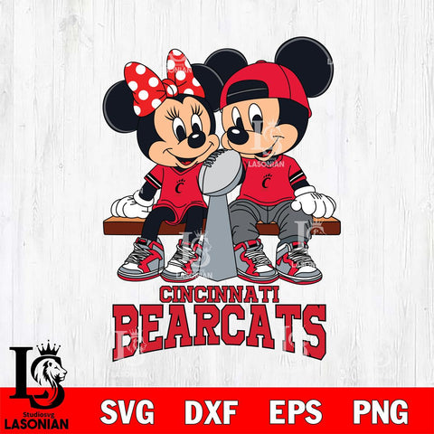 Cincinnati Bearcats Mickey And Minnie Football Champions Svg Eps Dxf Png File, NCAA svg , Digital Download , Instant Download, Cricut File