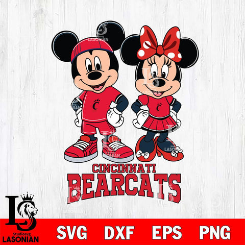 Cincinnati Bearcats Mickey And Minnie Rugby Svg Eps Dxf Png File, NCAA svg , Digital Download , Instant Download, Cricut File