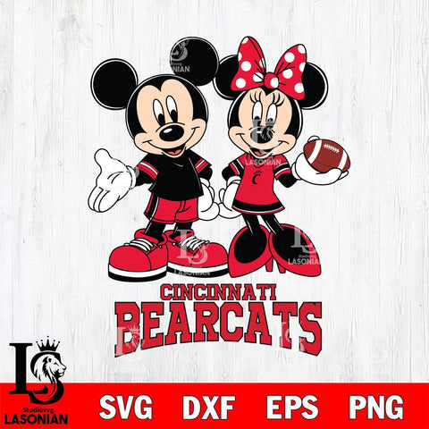 Cincinnati Bearcats Mickey Minnie Football Svg Eps Dxf Png File, NCAA svg , Digital Download , Instant Download, Cricut File