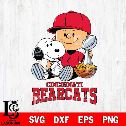 Cincinnati Bearcats Peanuts Snoopy Champion football SVG DXF EPS PNG FILE,Snoopy File Cut, NCAA Digital Download,Instant Download,Christmas Silhouette