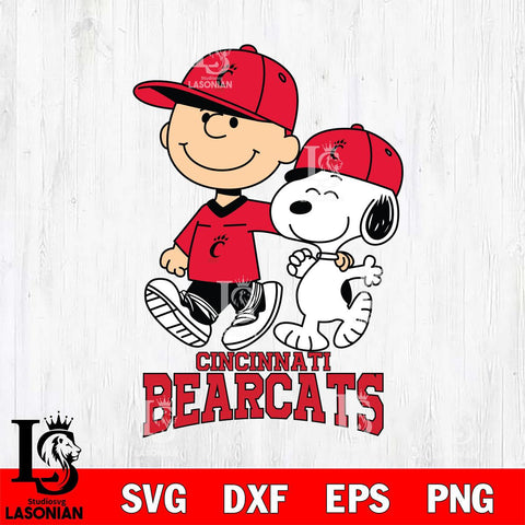 Cincinnati Bearcats Peanuts Snoopy Friends SVG DXF EPS PNG FILE,Snoopy File Cut, NCAA Digital Download,Instant Download,Christmas Silhouette