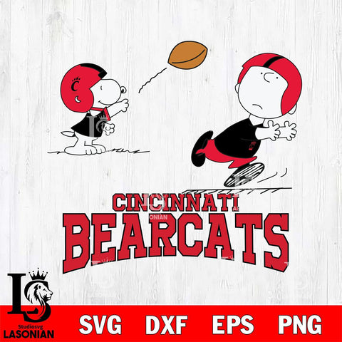 Cincinnati Bearcats Peanuts play football SVG DXF EPS PNG FILE,Snoopy File Cut, NCAA Digital Download,Instant Download,Christmas Silhouette