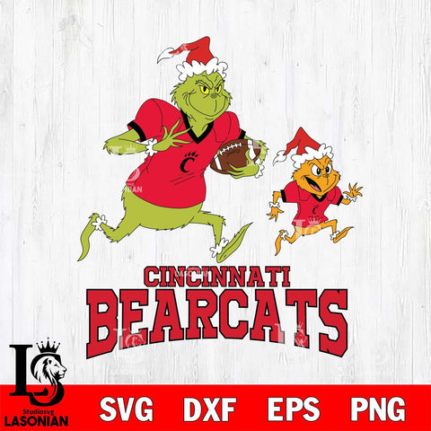 Cincinnati Bearcats The Grinch & Max Football Cricut,Christmas SVG DXF EPS PNG FILE, NCAA Digital Download,Instant Download, Silhouette