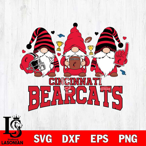 Cincinnati Bearcats Three Gnome File Cut, NCAA SVG, Digital Download , Criucut , Silhouette