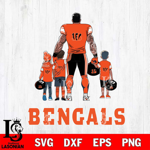 Cincinnati Bengals 4 Father and son Rugby SVG DXF EPS PNG FILE,NFL SVG, Father day Digital Download,Instant Download, Silhouette