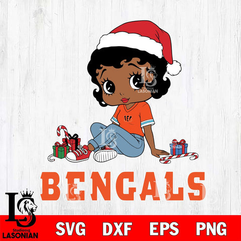 Cincinnati Bengals Betty Boop Christmas File Cut, NFL SVG DXF EPS PNG PDF File, Digital Download , Criucut , Silhouette