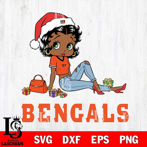 Cincinnati Bengals Betty Boop Christmas Packing File Cut, NFL SVG DXF EPS PNG PDF File, Digital Download , Criucut , Silhouette