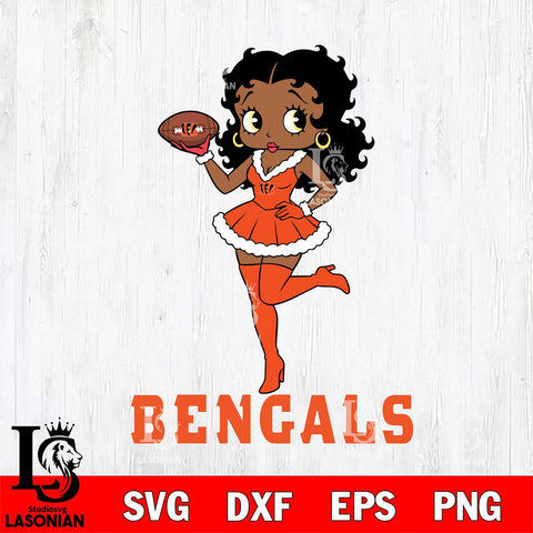 Cincinnati Bengals Betty Boop Christmas Rugby File Cut, NFL SVG DXF EPS PNG PDF File, Digital Download , Criucut , Silhouette