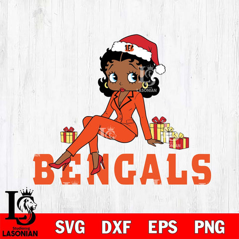 Cincinnati Bengals Betty Boop Christmas fan File Cut, NFL SVG DXF EPS PNG PDF File, Digital Download , Criucut , Silhouette