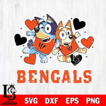 Cincinnati Bengals Bluey Chilli Heart NFL Svg Eps Dxf Png File, Digital Download, Instant Download
