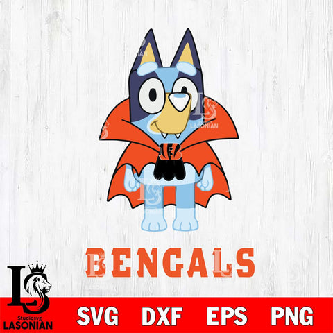 Cincinnati Bengals Bluey Dracula Halloween Svg Eps Dxf Png File, Digital Download, Instant Download