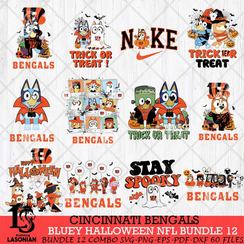 Cincinnati Bengals Bluey Halloween 12 SVG Svg Eps Dxf Png File, Digital Download, Instant Download