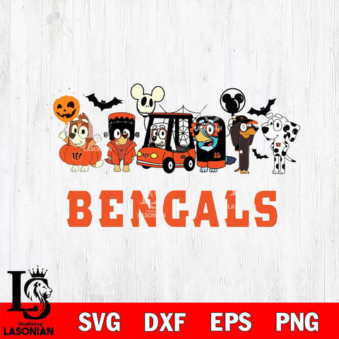 Cincinnati Bengals Bluey Halloween Svg Eps Dxf Png File, Digital Download, Instant Download