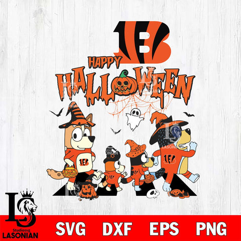 Cincinnati Bengals Bluey Halloween Family Svg Eps Dxf Png File, Digital Download, Instant Download