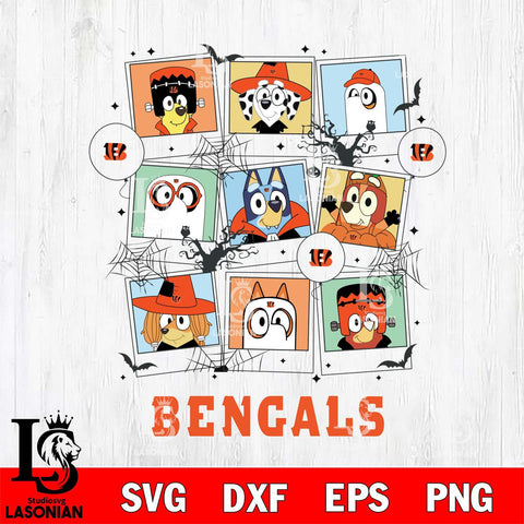 Cincinnati Bengals Bluey Halloween Sport Svg Eps Dxf Png File, Digital Download, Instant Download
