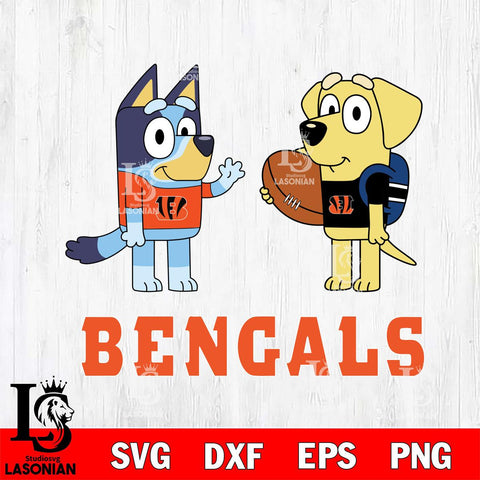 Cincinnati Bengals Bluey Lucky Svg Eps Dxf Png File, Digital Download, Instant Download