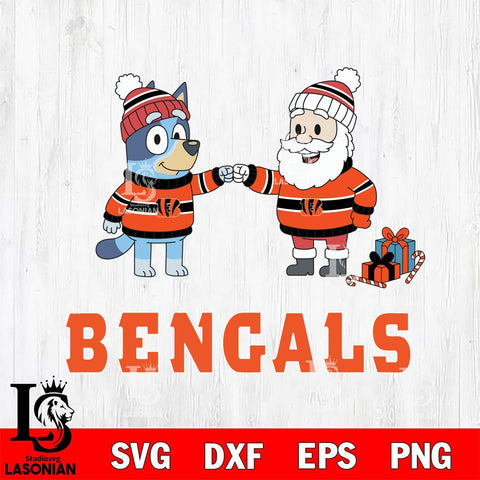 Cincinnati Bengals Bluey With Satan Christmas Cricut,Christmas SVG DXF EPS PNG FILE, Digital Download,Instant Download, Silhouette