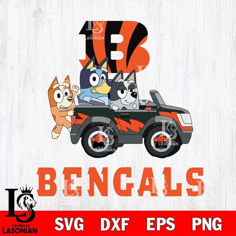 Cincinnati Bengals Bluey friends car Svg Eps Dxf Png File, Digital Download, Instant Download