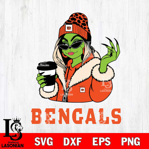Cincinnati Bengals Boujee Grinch Girls Christmas Svg Eps Dxf Png File,Cricut svg files, Digital Download, Instant Download