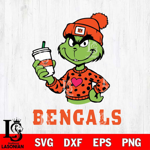 Cincinnati Bengals Boujee Grinch Heart Christmas Svg Eps Dxf Png File,Cricut svg files, Digital Download, Instant Download