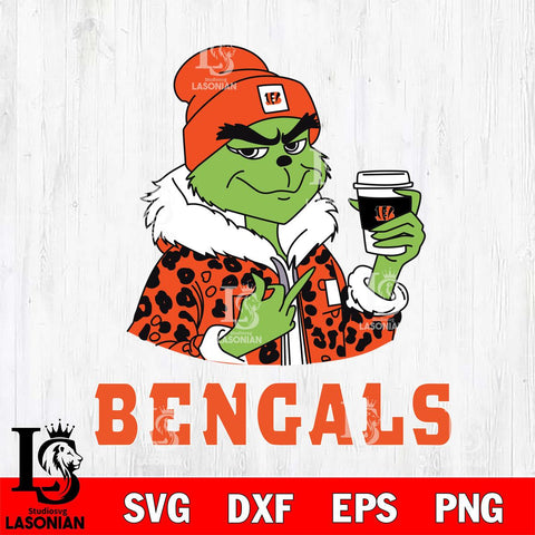 Cincinnati Bengals Boujee Grinch Leopard Christmas Svg Eps Dxf Png File,Cricut svg files, Digital Download, Instant Download