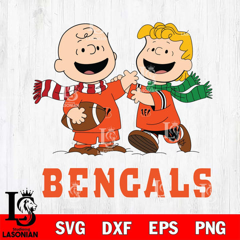 Cincinnati Bengals Charlie Brown & Linus Football Cricut,Christmas SVG DXF EPS PNG FILE, Digital Download,Instant Download, Silhouette