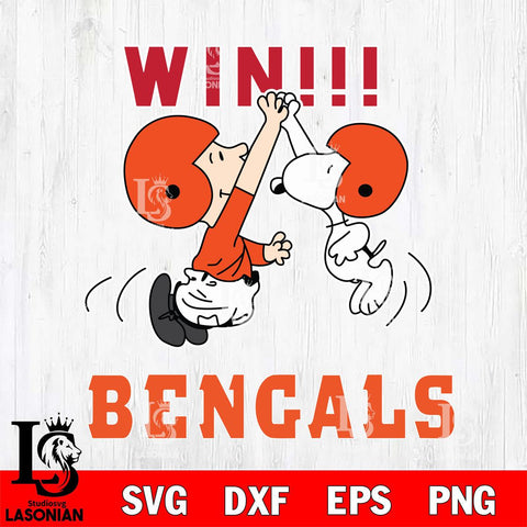 Cincinnati Bengals Charlie Brown and Snoopy Win Svg Eps Dxf Png File, NFL svg , Digital Download , Instant Download, Cricut File
