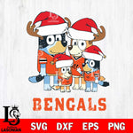 Cincinnati Bengals Christmas Bluey Santa Family Svg Eps Dxf Png File,Cut Svg Files, Digital File, Sublimation