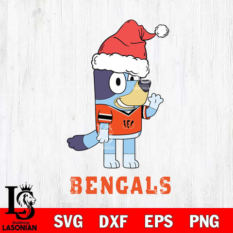 Cincinnati Bengals Christmas Bluey Say Hi Svg Eps Dxf Png File,Cut Svg Files, Digital File, Sublimation