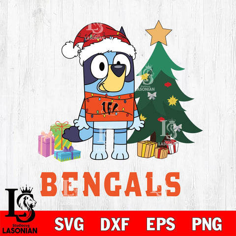 Cincinnati Bengals Christmas Bluey Tree Sport Svg Eps Dxf Png File,Cut Svg Files, Digital File, Sublimation