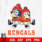 Cincinnati Bengals Christmas Bluey & Bingo Sit Svg Eps Dxf Png File,Cut Svg Files, Digital File, Sublimation