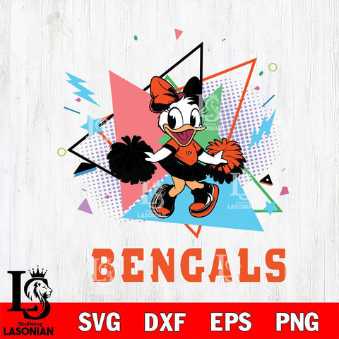 Cincinnati Bengals Cute Daisy Duck Cheerleader SVG DXF EPS PNG FILE, Disney Father day File Cut,Digital Download,Instant Download,Disney Svg Files