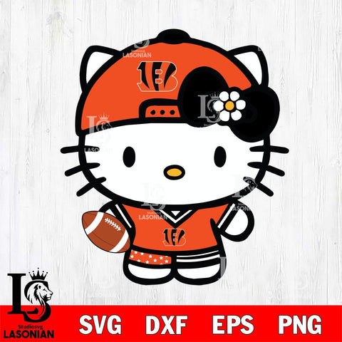 Cincinnati Bengals Cute Hello Kitty Football 10 Svg Eps Dxf Png File, NFL svg, Digital Download, Instant Download