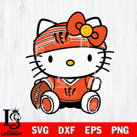 Cincinnati Bengals Cute Hello Kitty Football 12 Svg Eps Dxf Png File, NFL svg, Digital Download, Instant Download
