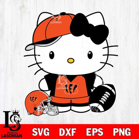 Cincinnati Bengals Cute Hello Kitty Football 4 Svg Eps Dxf Png File, NFL svg, Digital Download, Instant Download